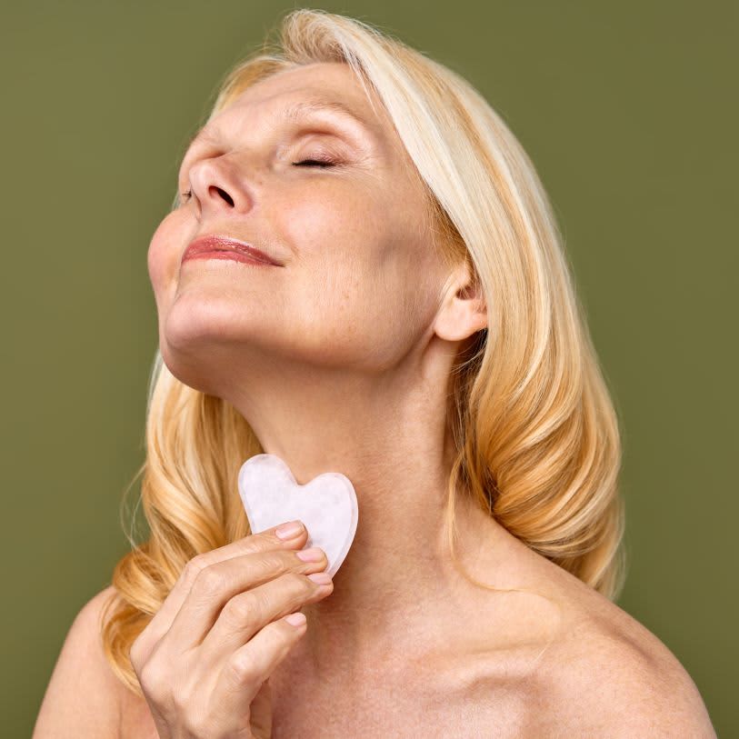 Kit Rolo Pedra Jade e Pedra Gua Sha para Massagem Facial
