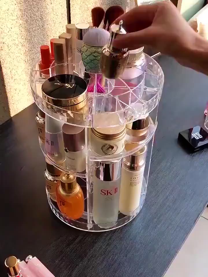 Organizador de Cosmético e Maquiagem Acrílico Giratório 360°