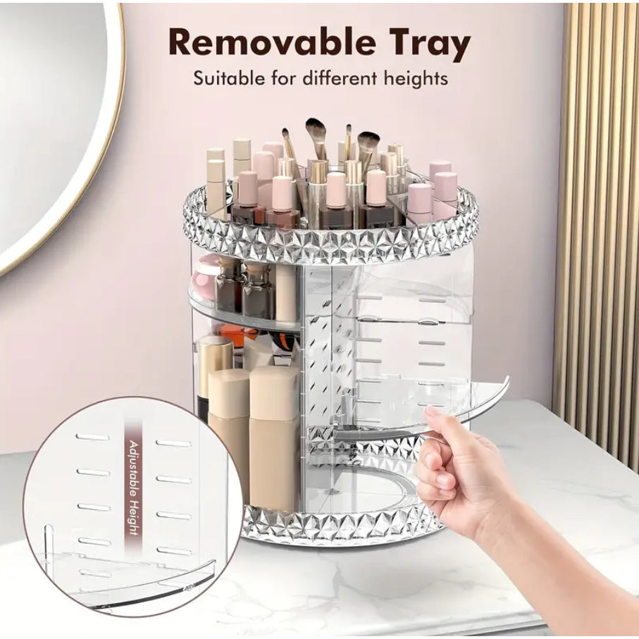 Organizador de Cosmético e Maquiagem Acrílico Giratório 360°