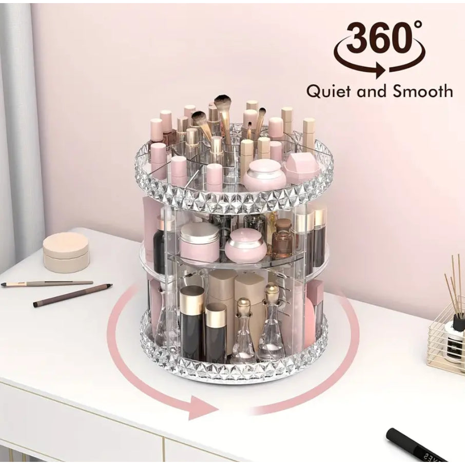 Organizador de Cosmético e Maquiagem Acrílico Giratório 360°
