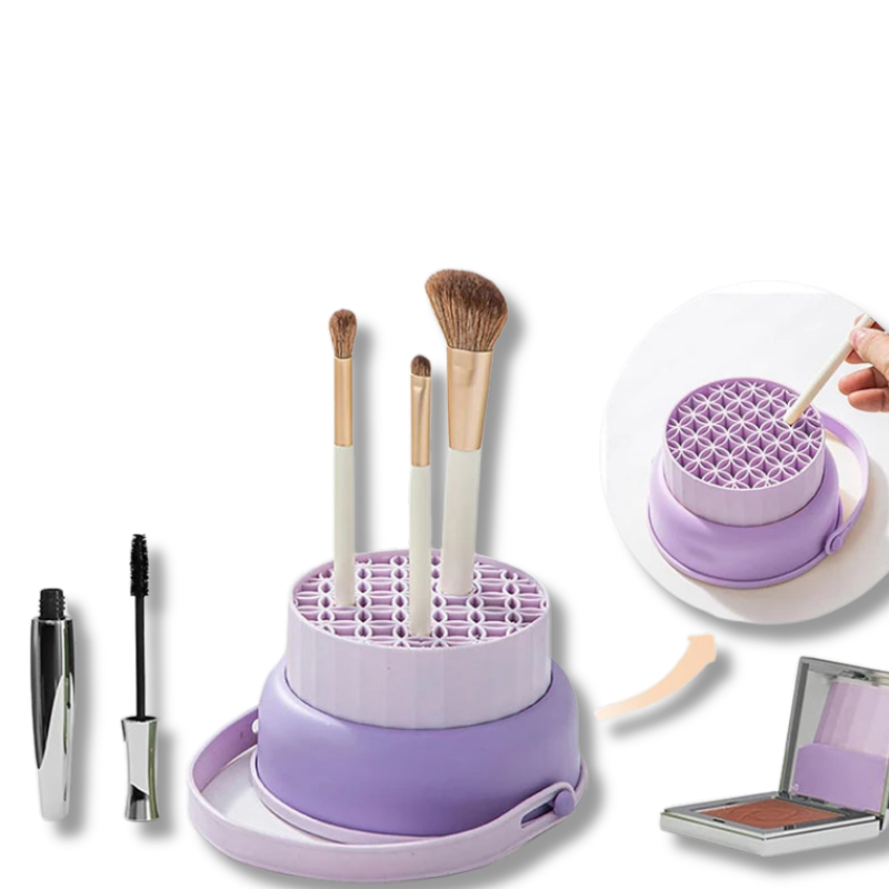 Limpador de pincéis para remover resíduos de maquiagem e garantir pincéis limpos e prontos para o uso