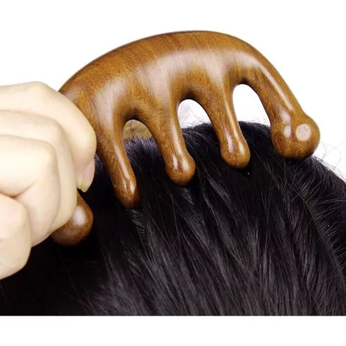 Pente de Massagem Natural em Madeira para Couro Cabeludo