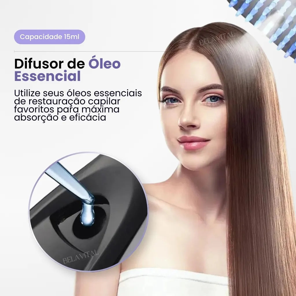 Escova Massageadora Capilar com Laser 4 em 1 – Tratamento Antiqueda