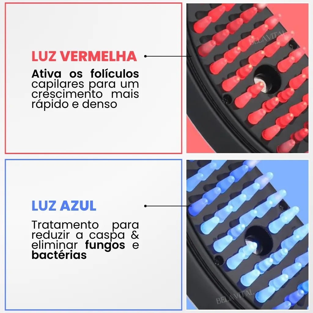 Escova Massageadora Capilar com Laser 4 em 1 – Tratamento Antiqueda