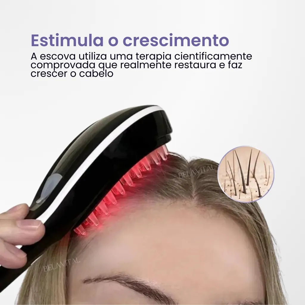 Escova Massageadora Capilar com Laser 4 em 1 – Tratamento Antiqueda