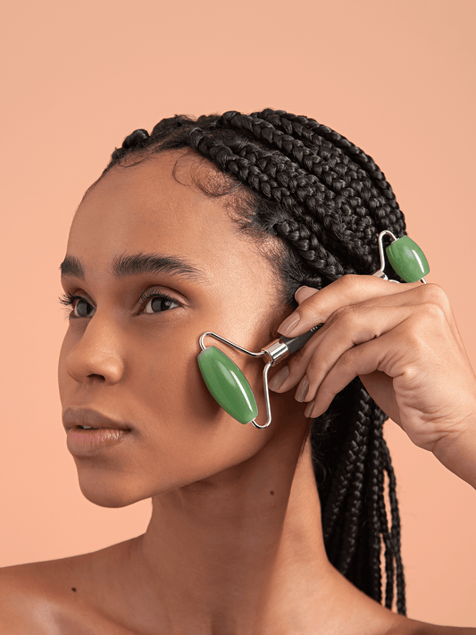 Kit Rolo Pedra Jade e Pedra Gua Sha para Massagem Facial