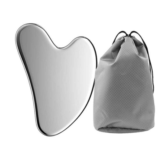 Placa Gua Sha para Massagem Facial em Aço Inox