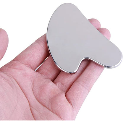 Placa Gua Sha para Massagem Facial em Aço Inox